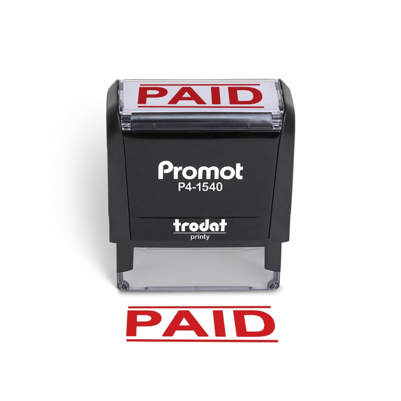 Promot Paid Stamp Self Inking Stamp - Paid Stamp for Office  Accounts Payable Stamp - Rubber Stamps for Retail Use  Red Ink Stamp  Self Inking Stamp for Business Supplies  Paid Stamper - Image 1